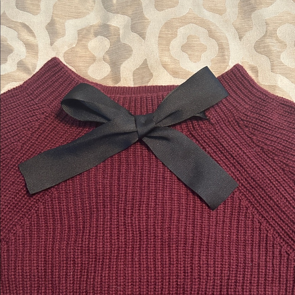 Unique Burgundy Sweater with Black Bow